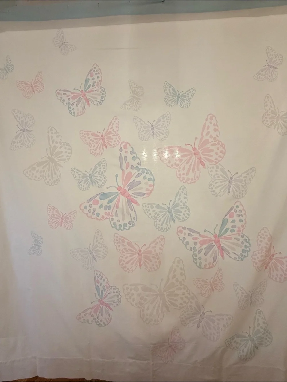 Pottery Barn Kids Butterfly Shower Curtain Whimsical Pastel Cottagecore Feminine